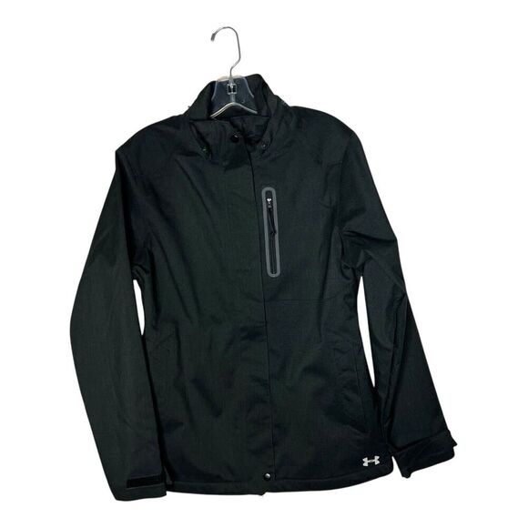 Under Armor Jacket Womens Small Black Windbreaker Storm Powerline Coldgear - Picture 1 of 15